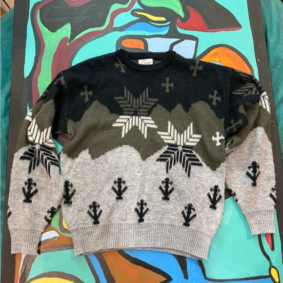 circuit Other - Vintage Circuit Men’s Black, Green & Gray Nautical Crewneck Sweater